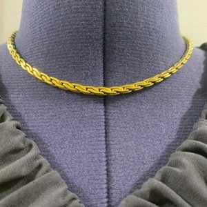 Monet Vintage Fashion Jewelry Gold Tone Choker Necklace